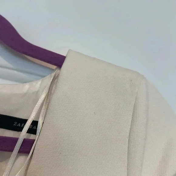 Zara White Peplum Cap Sleeve Midi Dress Sz M - Picture 12 of 13